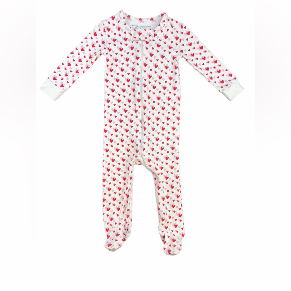 LILA and HAYES Baby Parker Zipper Pajama - Hearts - 3-6M